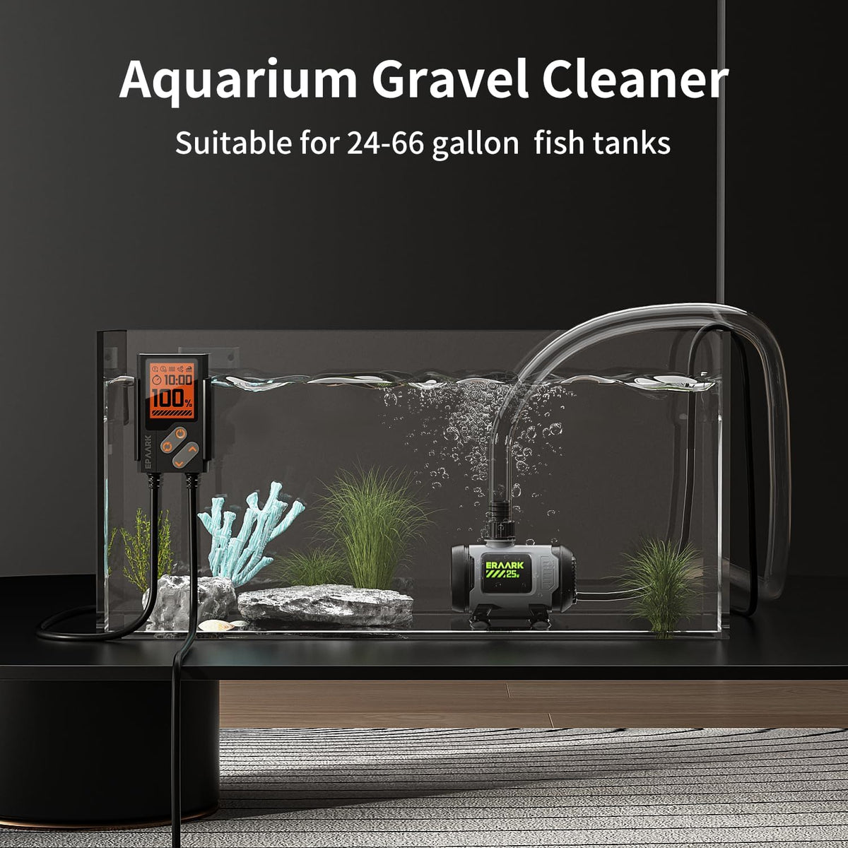 ERAARK 650GPH Submersible Water Pump 25W Ultra Quiet Small Fountain Pump with control box can control the water flow and adjust the flow rate for Aquariums, Fish Tank, Pond, Hydroponics (Black)