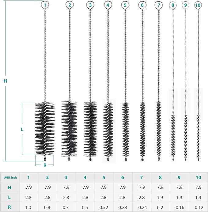 CiaraQ Bottle Cleaning Brushes, 8 Inch Nylon Tube Brush Set, Cleaner - Image 3