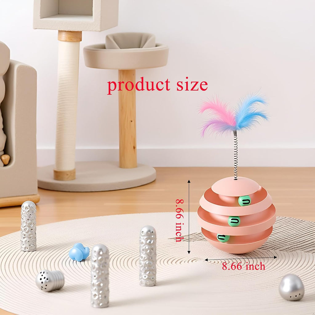 Cat Toys for Indoor Cats, Interactive Cat Ball Track with Feather