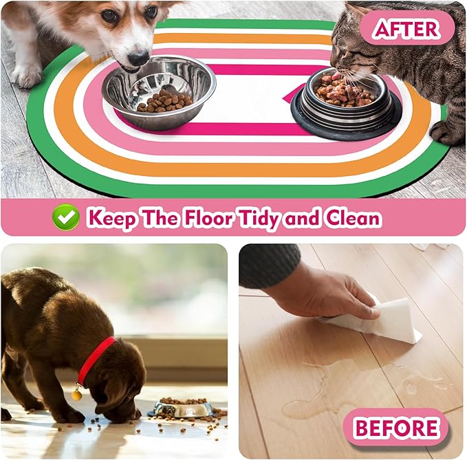 Dog Feeding Mat 24''x16'', Absorbent Pet Food Mat, No Stains Quick Dry Pet - Image 5