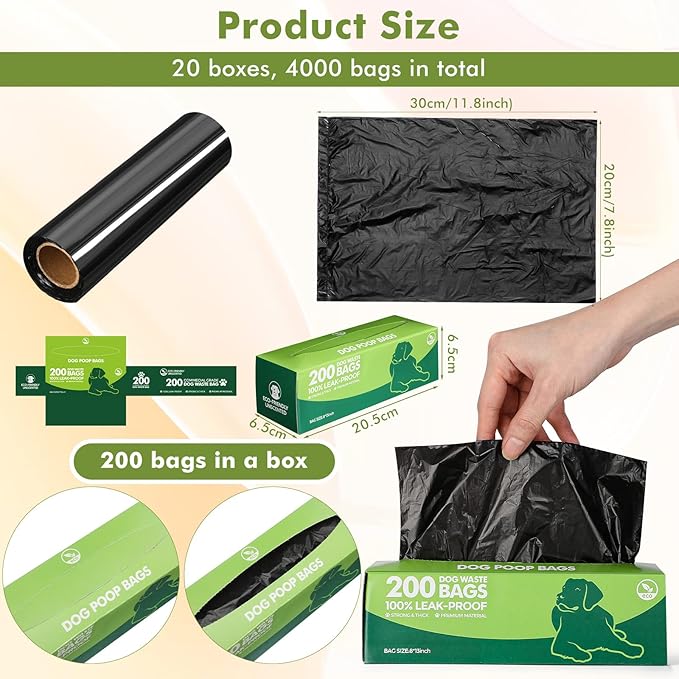 Sherr 20 Boxed Rolls 4000 Counts Dog Poop Bags Bulk Leak Proof Dog Waste Bags - Image 3
