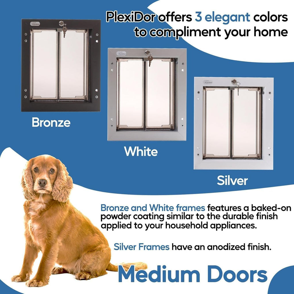 PlexiDor Performance Door-Mount Pet Door, White, Medium, Up to 40 lb
