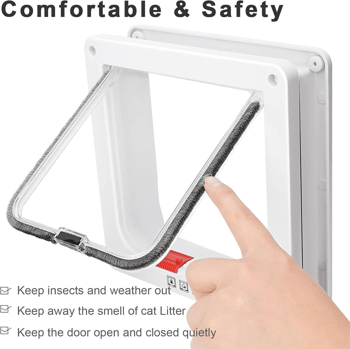 Lessmon Cat Door, M, 4-Way Lock, Outer Size 7.48x7.87x2.16in