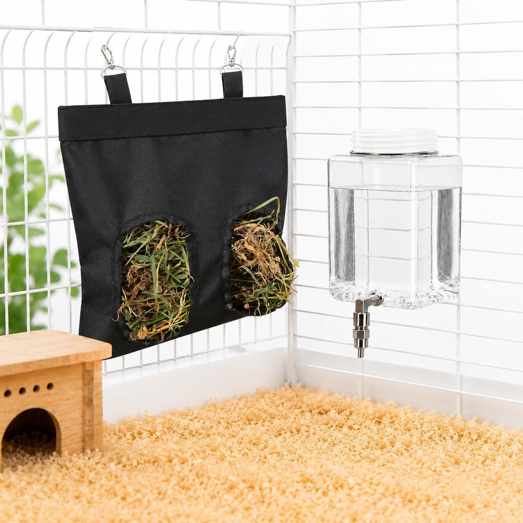 25.4 fl oz Rabbit Water Bottle with 2-Window Hay Bag