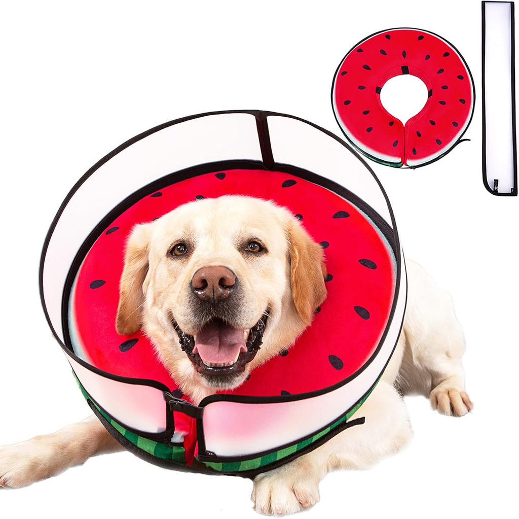 Inflatable Dog Cone Collar with Enhanced Anti-Licking Shield – Soft Adjustable Recovery Collar for Dogs & Cats After Surgery – Fits Large, Medium, Small Pets (Blue Love, Medium)