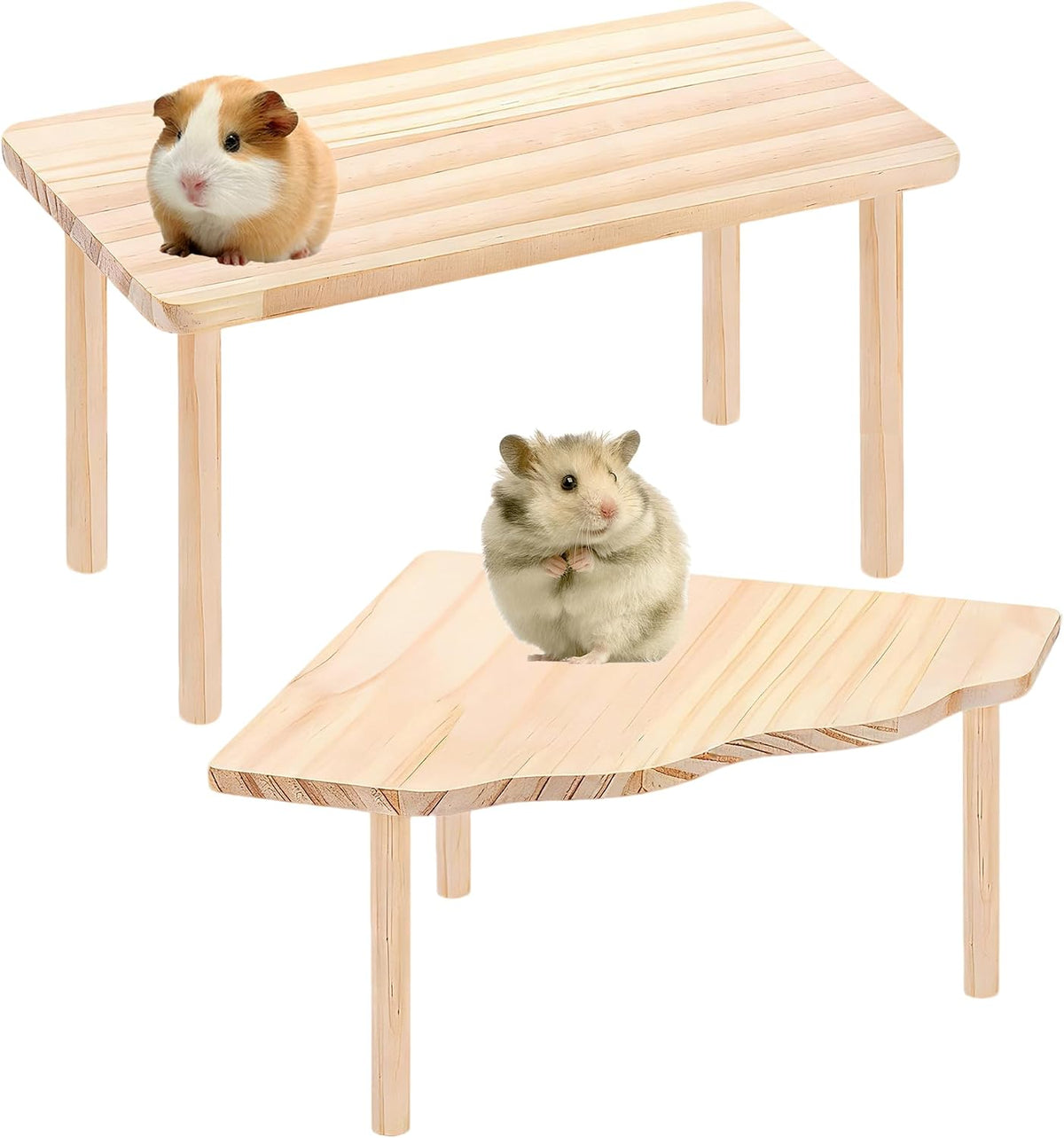 2 Shapes Hamster Platforms Wooden Dwarf Hamster Cage Platform for Hideout