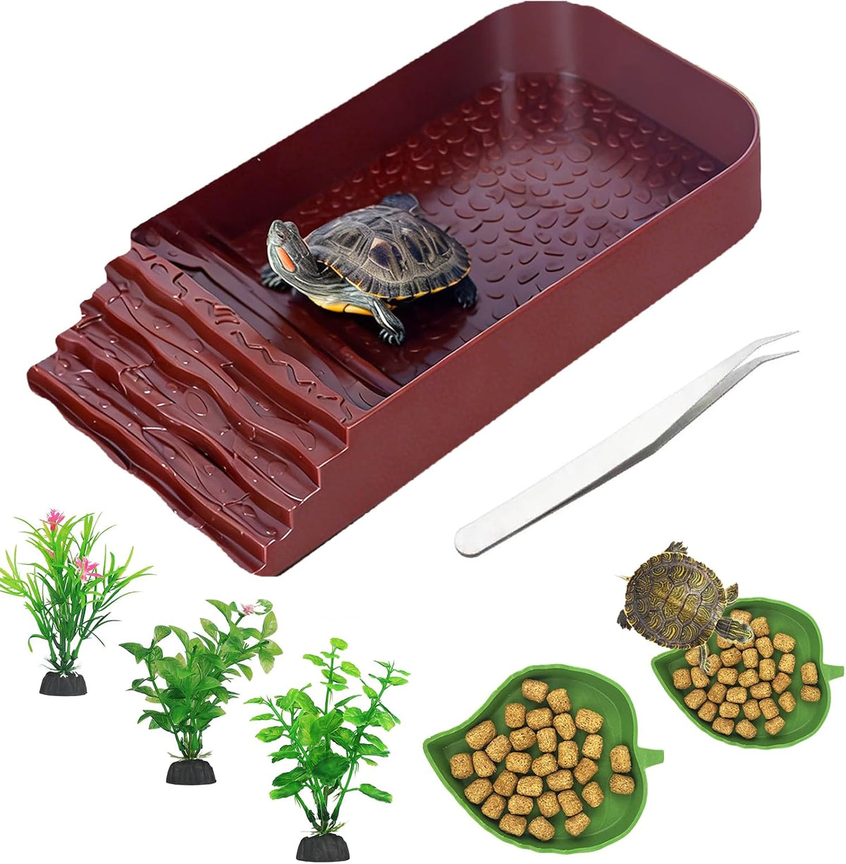 7 PCS Reptile Water Dish Bathing Pool Turtle Habitat Accessories
