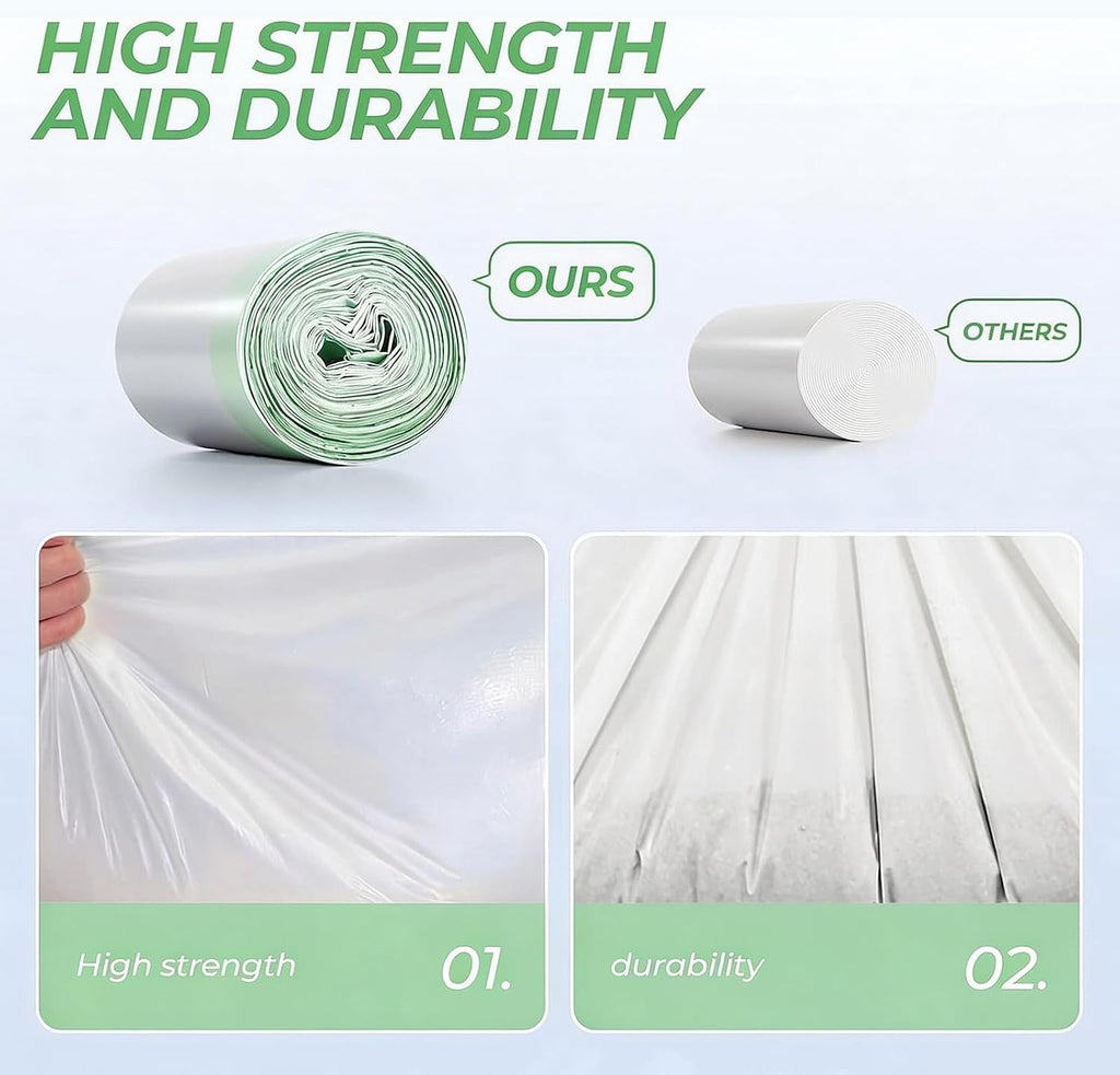 Litter Box Liners Drawstring Waste bag 6 Rolls Heavy Duty Trash Bags