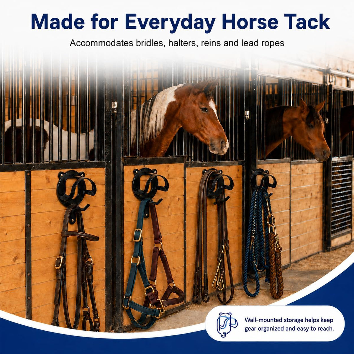 12 Counts Horse Bridle Rack, Bridle Bracket Bridle Hooks with Tubes & Screw