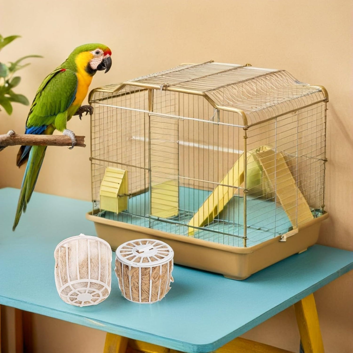 2-Pack Natural Jute Bird Nesting Material for Parakeets Canaries Finches Soft Comfortable Bird Bedding Cage Accessory for Breeding and Rest