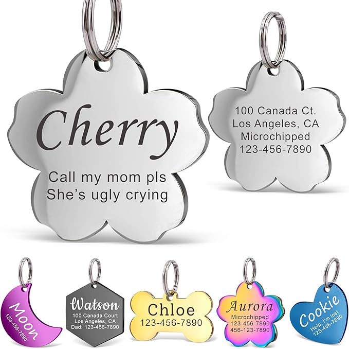 Anavia Personalized Pet ID Tags, Stainless Steel Glossy Laser Engraved Dog Cat by Anavia