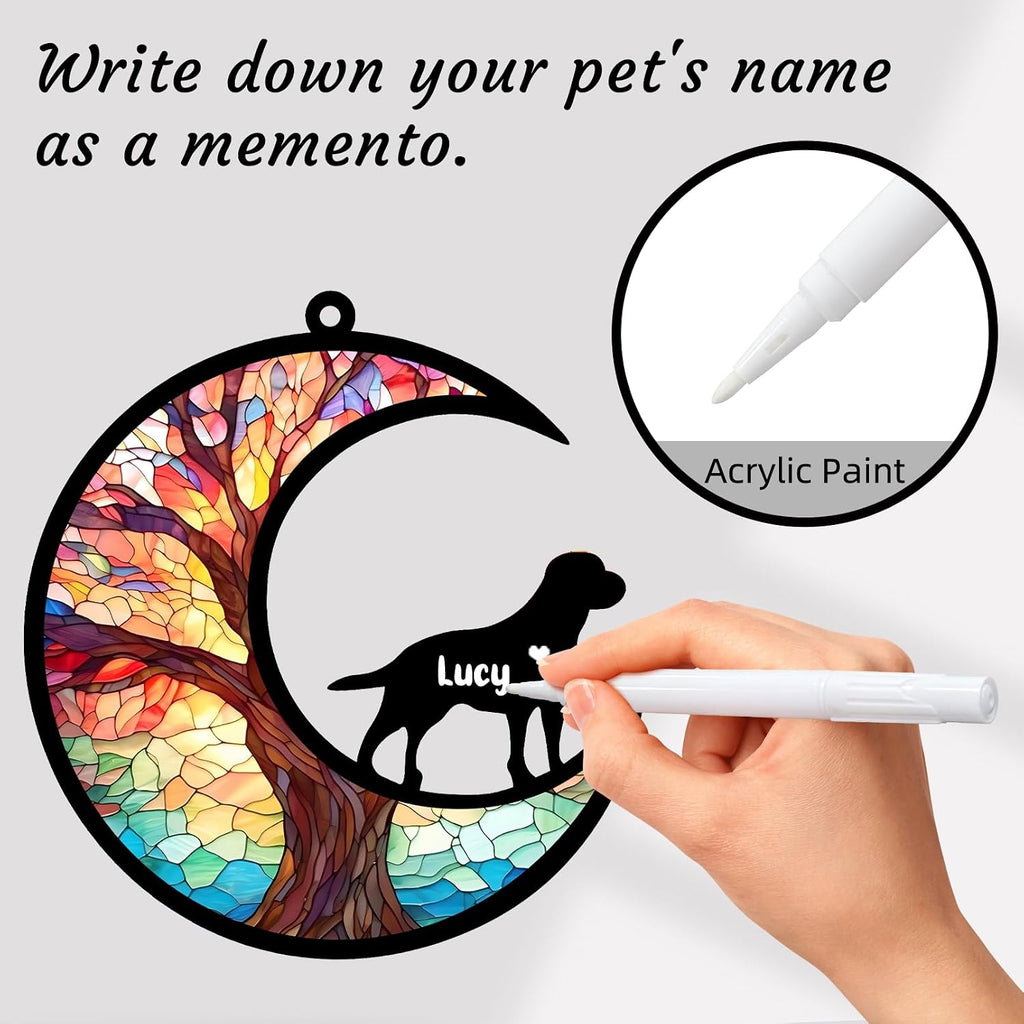 Dog Memorial Gifts for Loss of Dog Angel - Pet Dogs Memorial Suncatcher Gifts for DIY Dogs Death Sympathy Pass Away Gift with Card Name Date