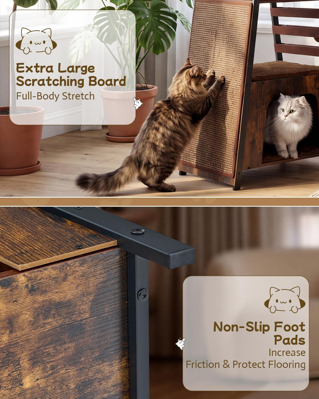 71" Modern Cat Tree for Large Adult Cats, Staggered Platforms