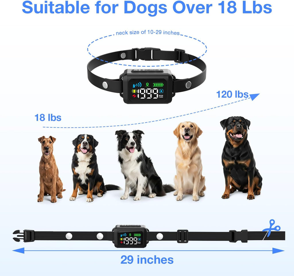 Wireless Dog Fence, GPS Dog Collar Fence System with 3 Warming Modes
