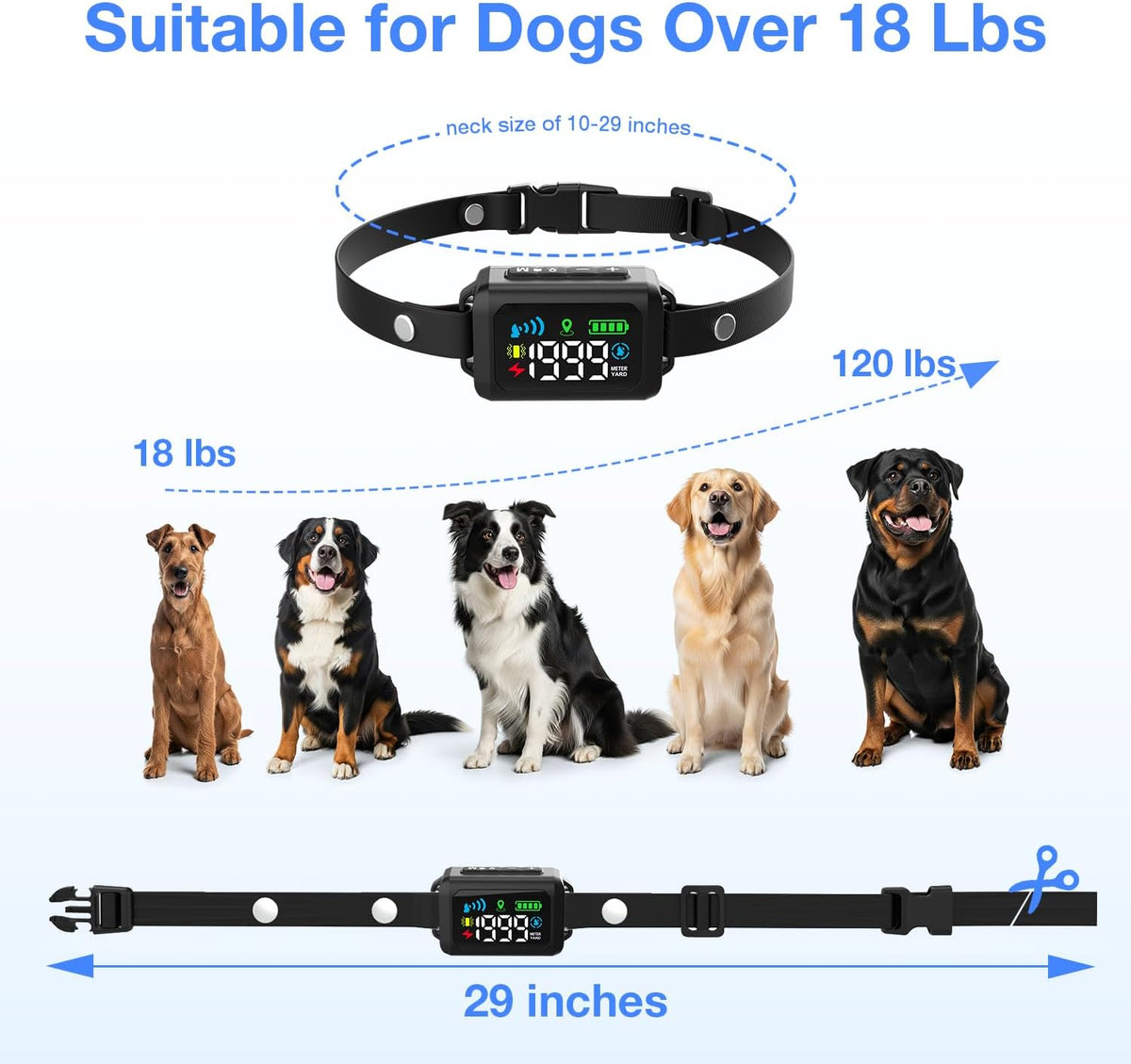 Wireless Dog Fence, GPS Dog Collar Fence System with 3 Warming Modes