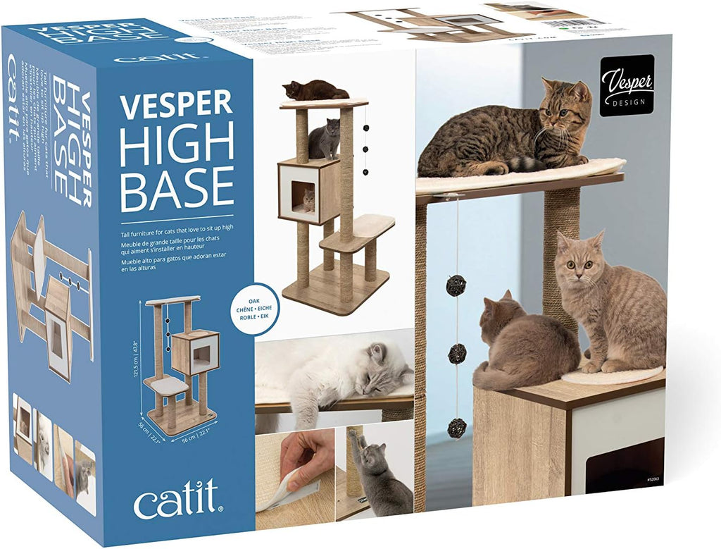 Vesper Cat Tree, High Base, Oak, 52063, 56 x 56 x 81.5 cm (22 x 22 x 32 in)