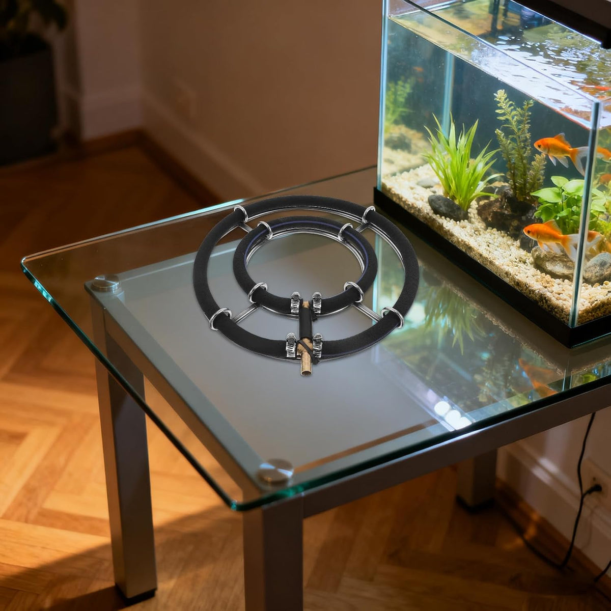NUOBESTY Aquarium Air Diffuser Stainless Steel Air Stone Large Pond Bubble Panel Fish Tank Bubbler Aeration Equipment Bubble Ring Pump Stone for Hydroponics 10inch