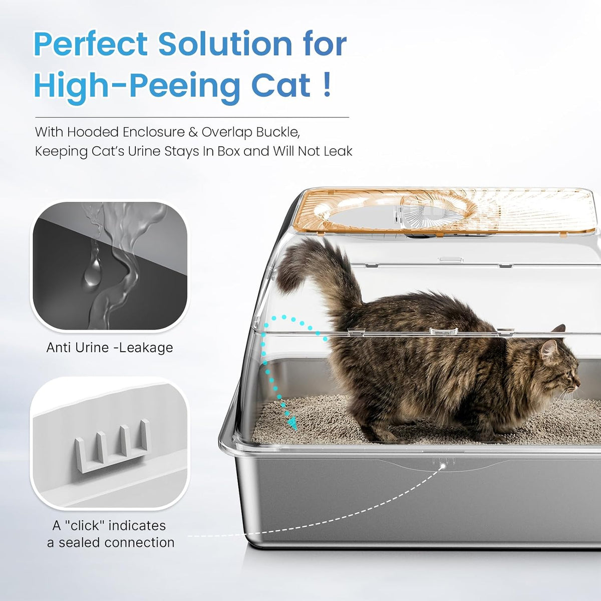 SuzziPaws Stainless Steel Litter Box Dog-Proof Leak-Proof for Multi-Cats