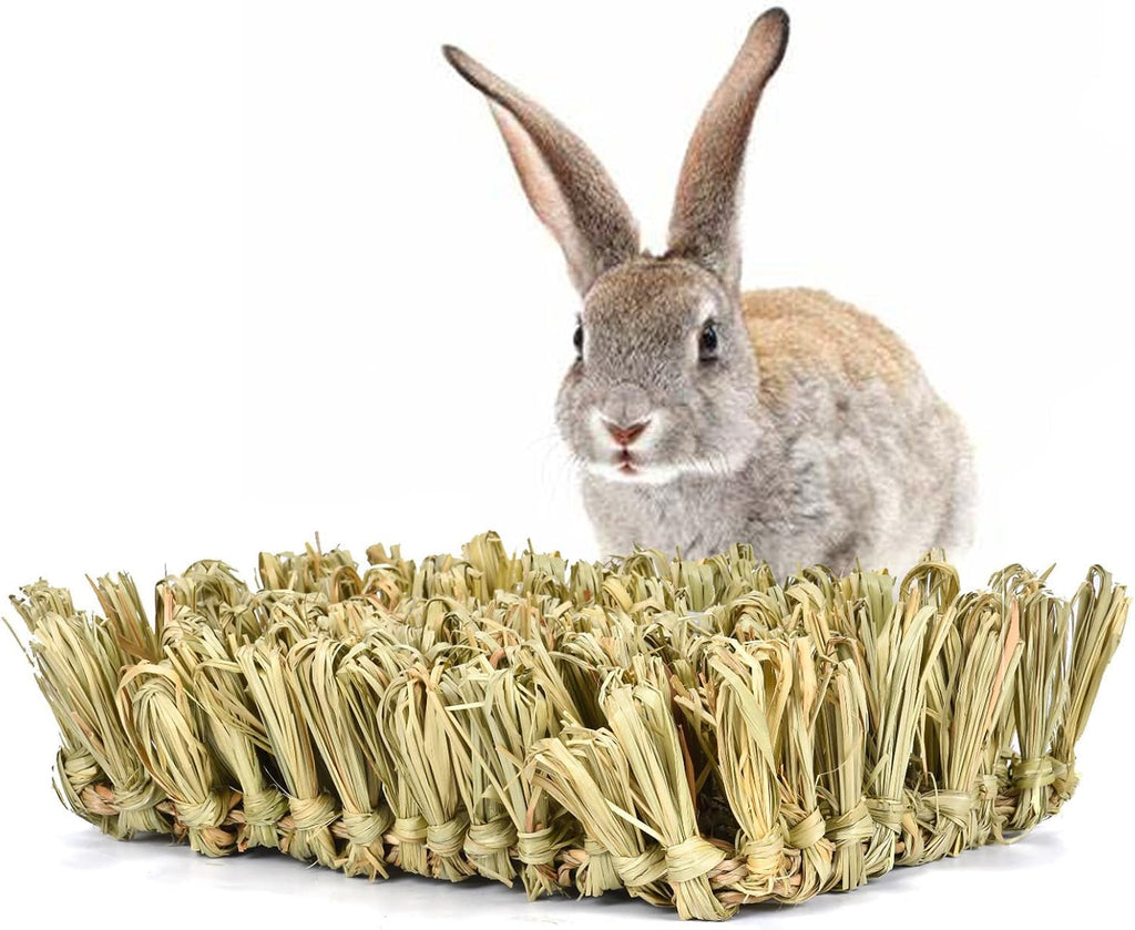 Hamiledyi Rabbit Grass Bed 2PCS Guinea Pig Hay Mat Bunny Natural Straw Woven Bed Rabbit Handmade Bedding Sleeping Grinding Nesting and Chewing Toy for Rabbit Guinea Pig Chinchilla Hedgehog Hamster