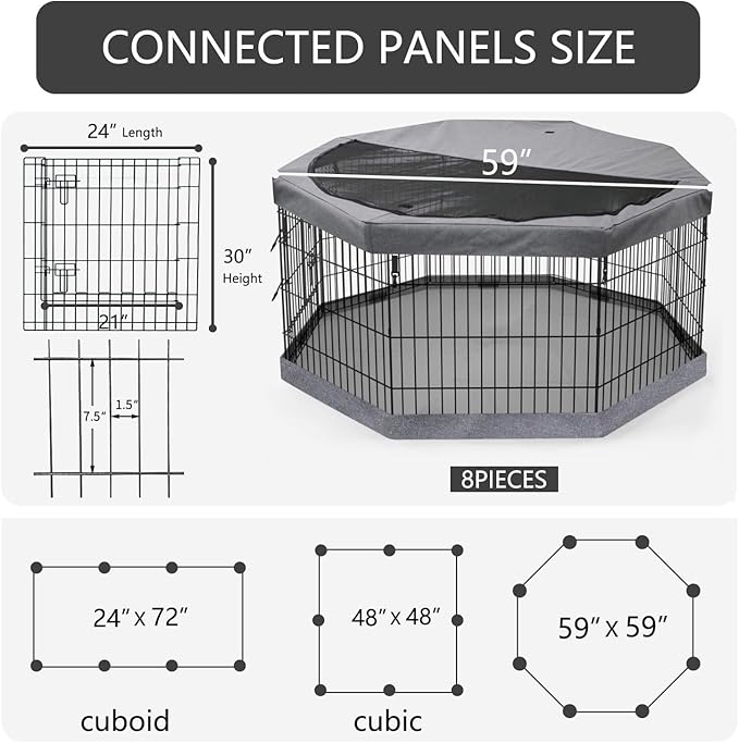 PETIME Foldable Metal Dog Exercise Pen/Pet Puppy Playpen Kennels Yard Fence - Image 3
