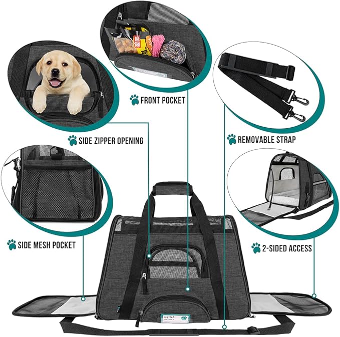 PetAmi Airline Approved Soft Sided Dog & Cat Carrier, Ventilated Pet Carrying - Image 3