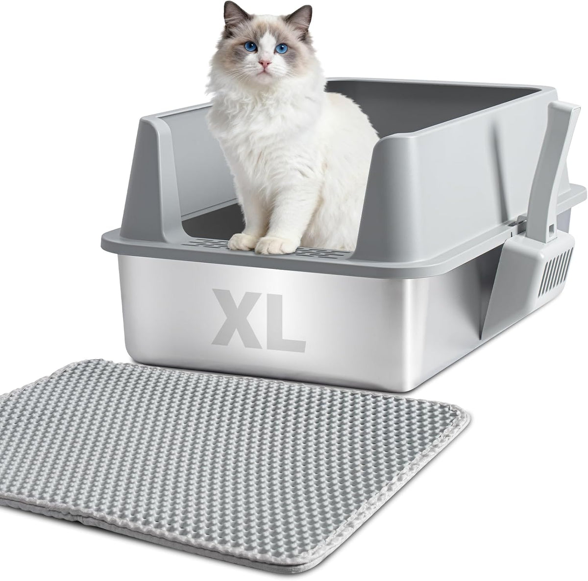 Stainless Steel Litter Box with Lid,Cat Litter Box for Kitten