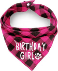 Plaid Dog Bandana with Button, Dual Layer Soft Cotton Triangle Dog Scarf by ZIRVYIR