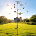 97" Bird Feeding Station Kit with Metal Squirrel Baffle, Heavy Duty Metal Bird Feeding Station with Seed Tray＆Mesh Basket, Easy Assembly Ground Mounted Bird Feeder Pole for Garden Yard Outdoor