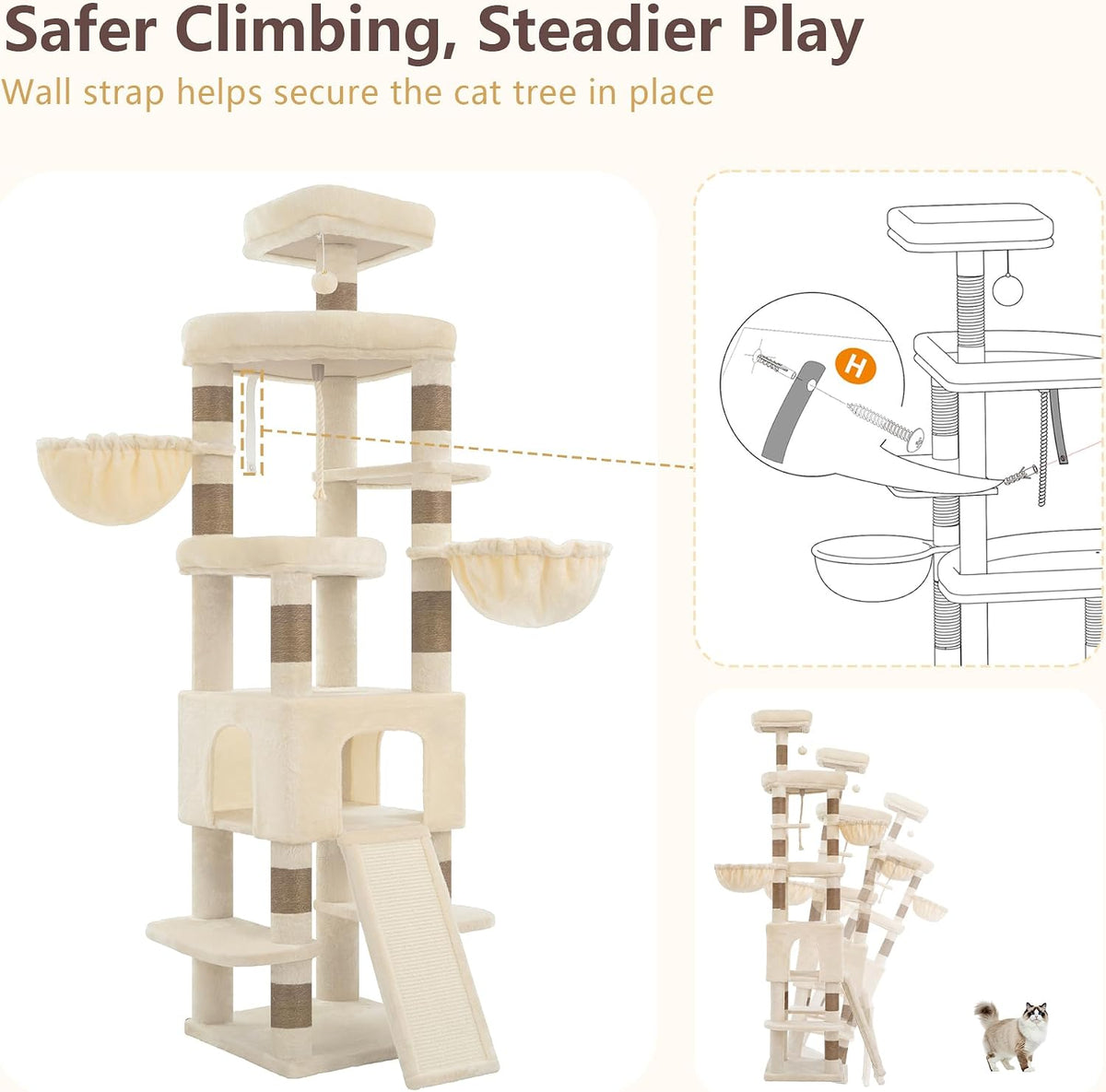 Heybly Cat Tree, 82.7″ Extra Tall Cat Tower for Large Cats Adult HCT063MJ