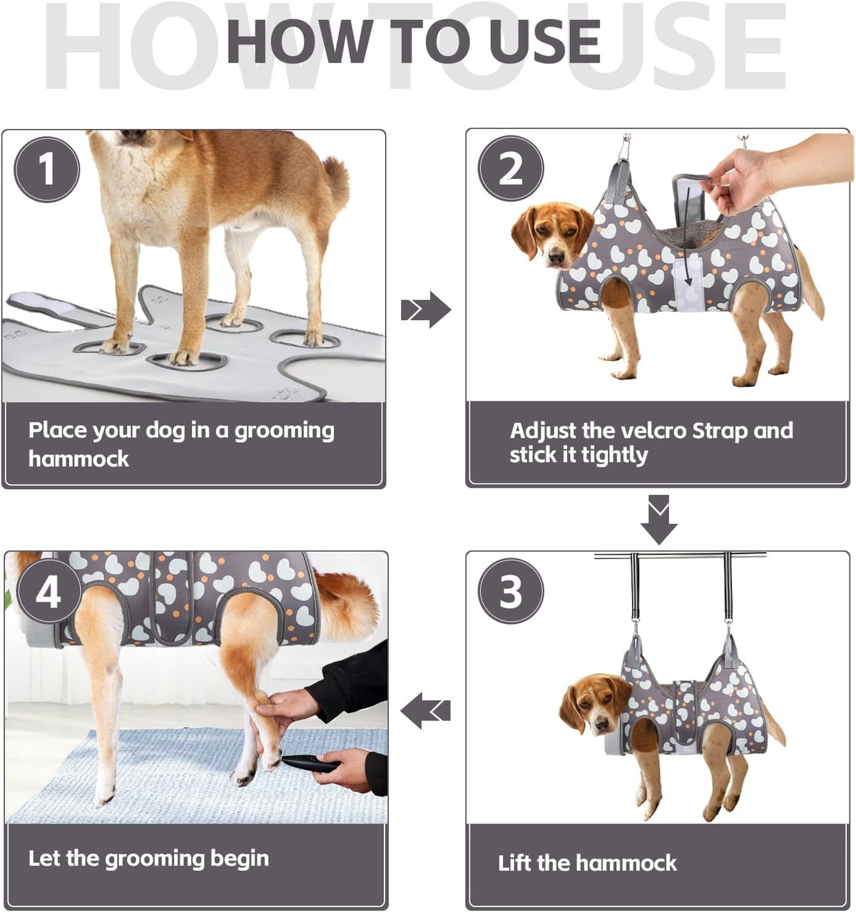 Pet Hammock & Harness for Small Dogs & Cats - Grooming Sling for Nail Trimming & Cutting