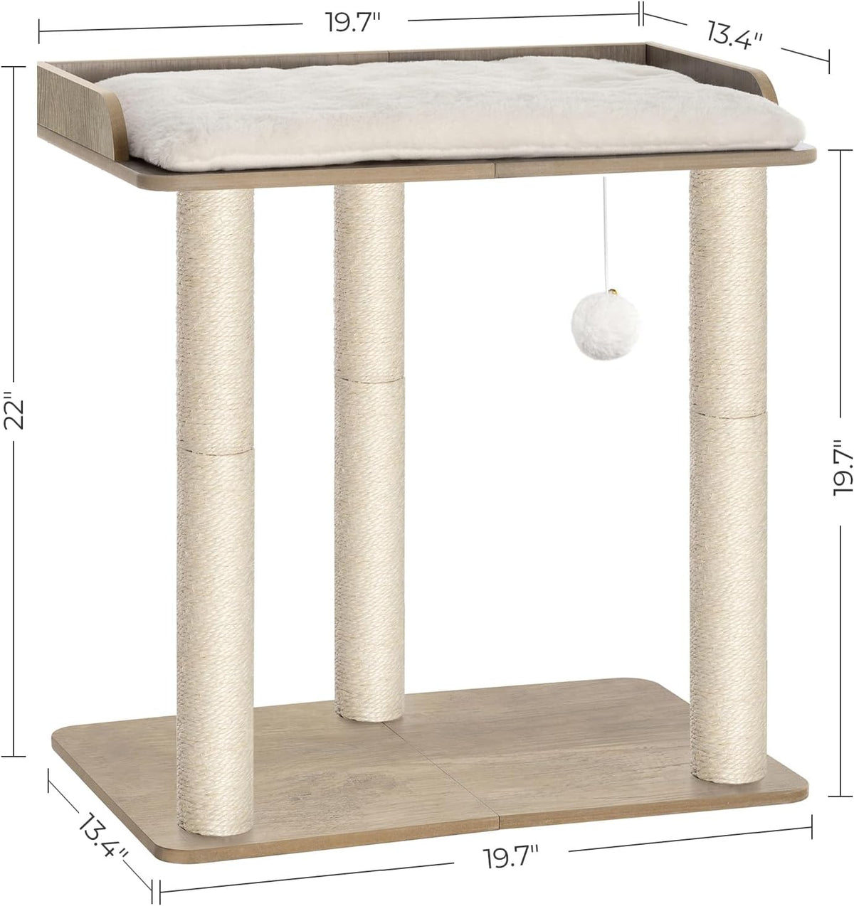 FourFurPets Modern Cat Tree for Large Cats, Full Sisal Cat Scratching Post