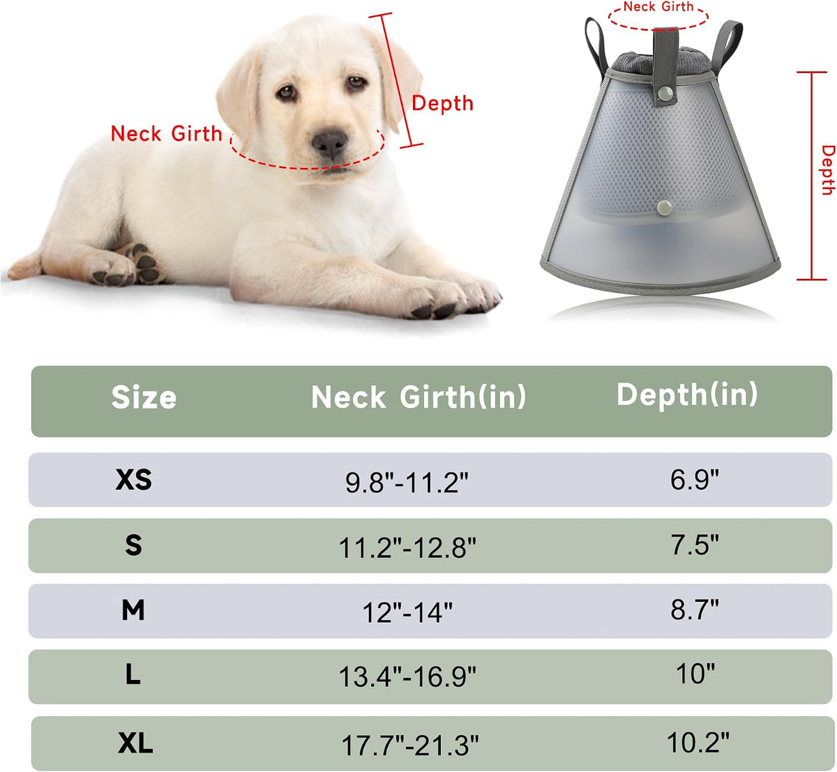 Soft Dog Cone Collar for Large Medium Small Dogs After Surgery, Adjustable Pet Recovery E-Collar, Elizabethan Collar for Dogs and Cats, Grey X-Small