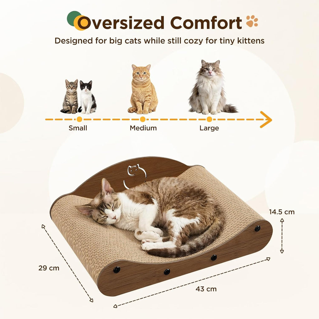 Gimars 17" Cat Scratcher Bed, Sofa Cardboard Cat Scratcher & Curved Lounge Chair, Cat Scratching Pad with Wooden Frame, Furniture Protector, Cat Scratchers for Indoor Cats