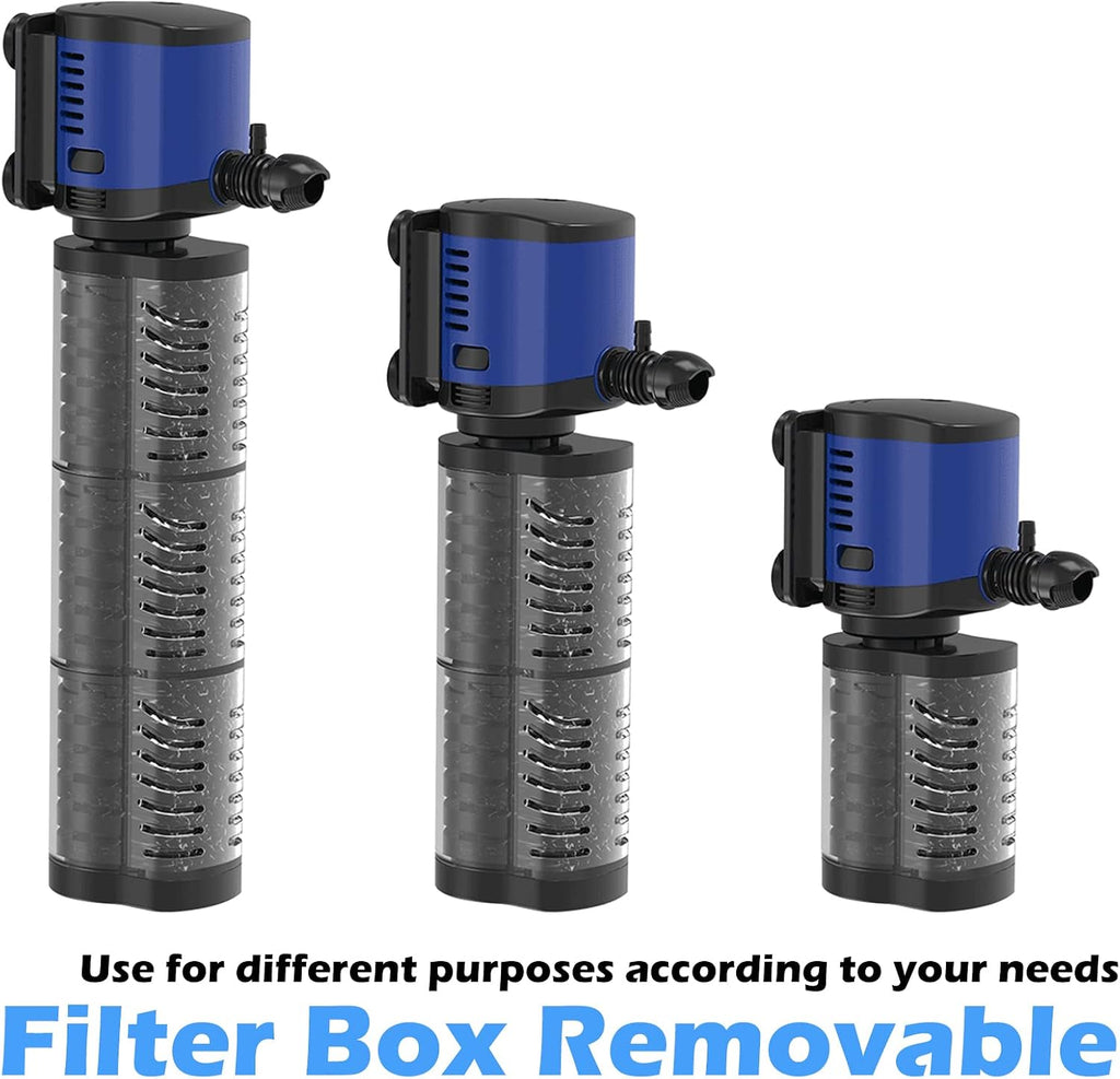 Fish Tank Filter Powerful 400GPH for 75-200 Gallon Large Aquarium Small Pond Fountain, Wave-maker Submersible Water Pump Turtle Tank Filter for Saltwater & Freshwater System
