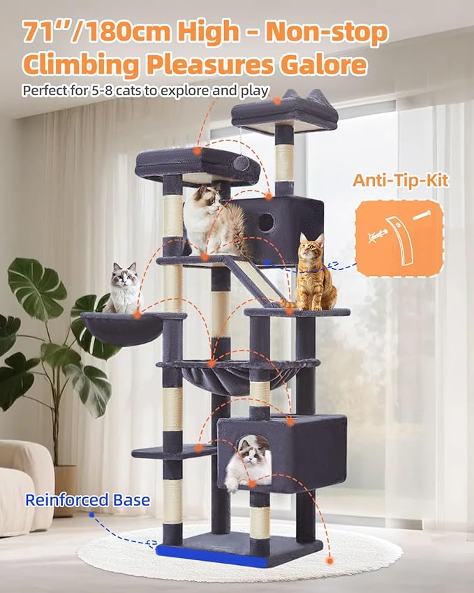 Taoqimiao Cat Tree 71-Inch, Cat Tower - Image 8