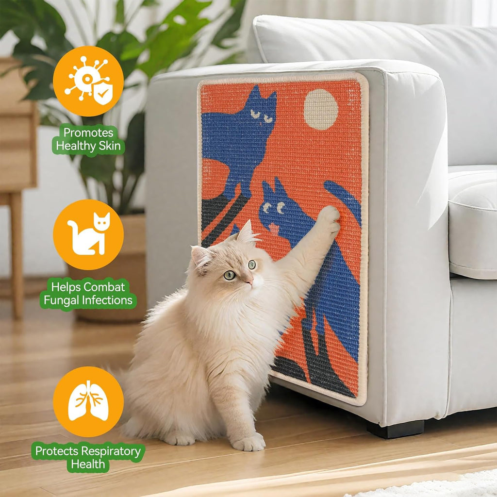Sisal Cat Scratcher Mat Anti-Scratch Cat Scratching Pad with Adhesive Tape