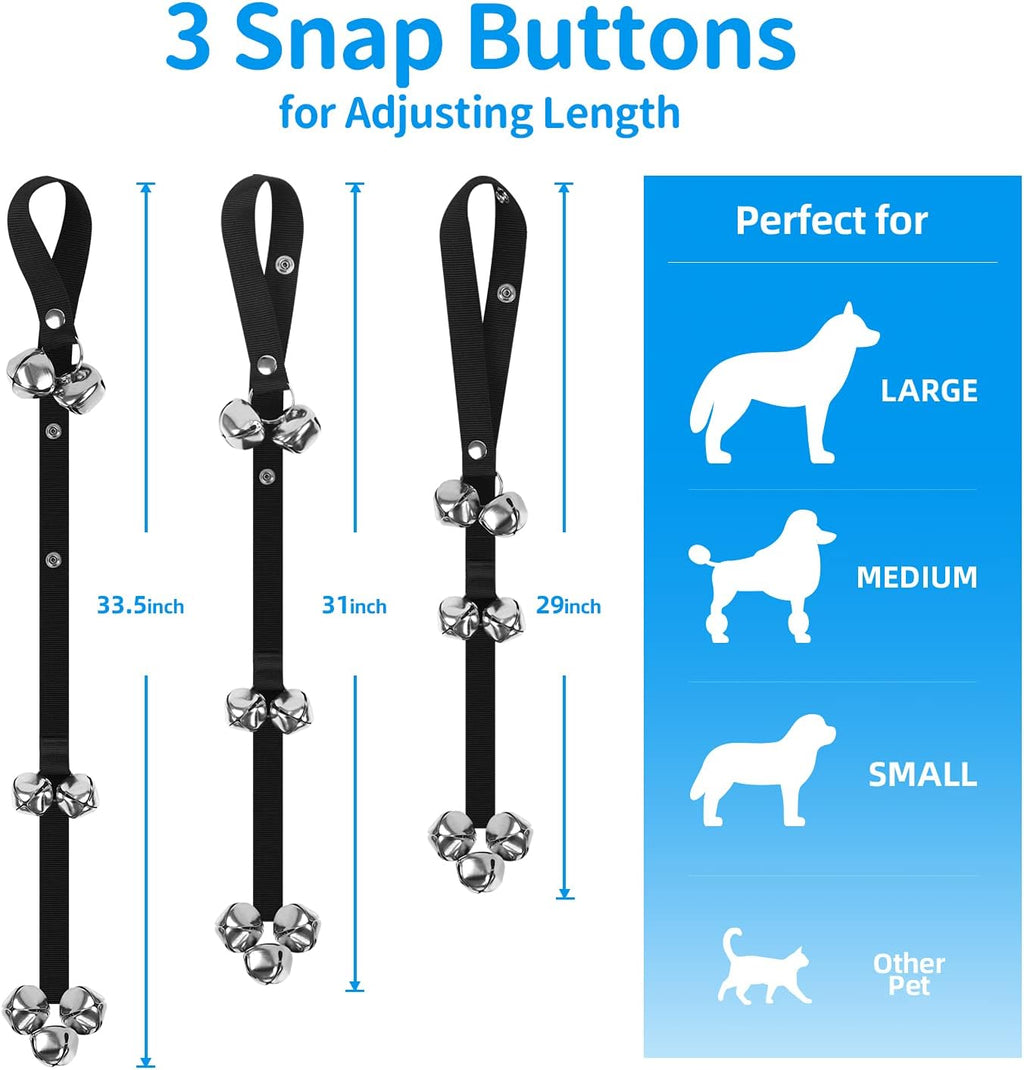 Dog Doorbells Pet Bell for Door Potty Training, Adjustable Door Bells for Dogs Puppies Poochie Doggie to Ring to Go Outside, Hanging Bells for Doorknob/Handle (1-Pack)