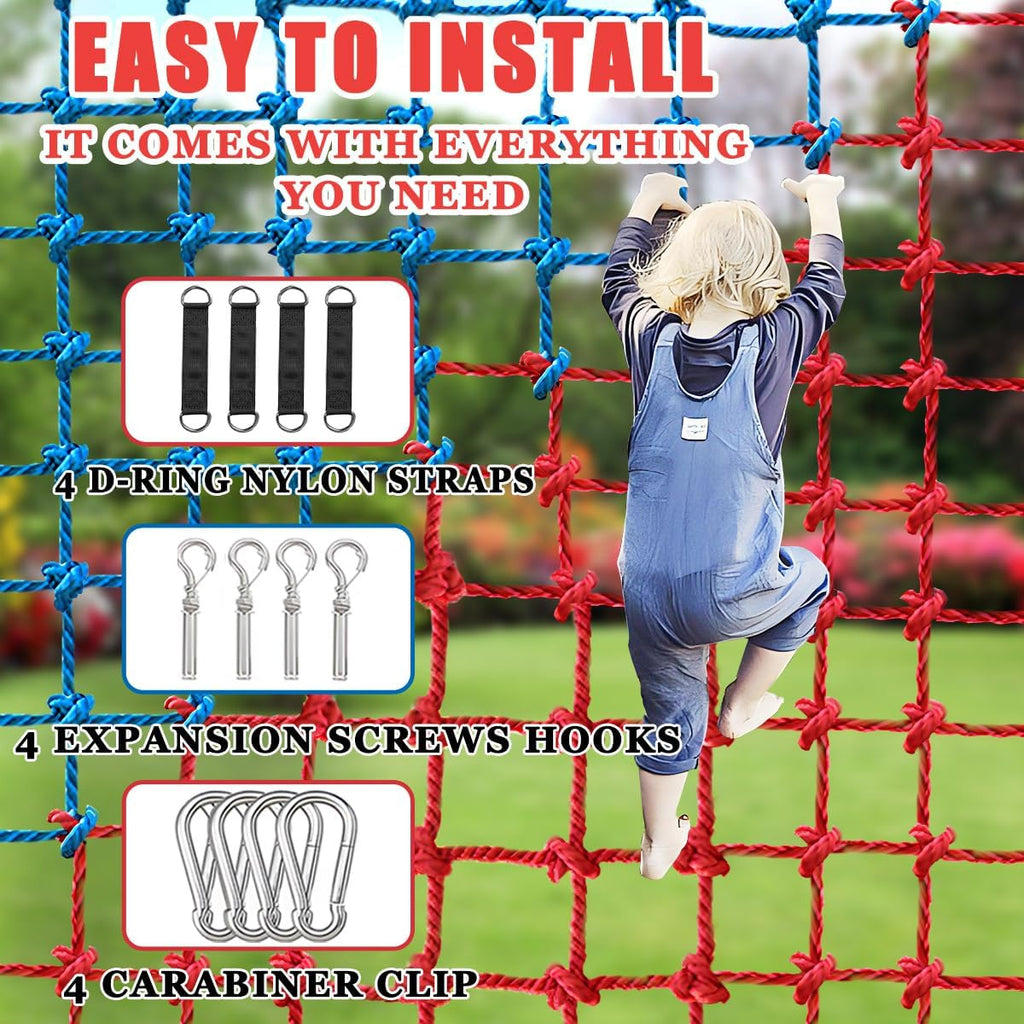 Climbing Cargo Net, Polyester Playground Climbing Net, Heavy Duty Large Military Climbing Net for Kids Outdoor, Kids Safety Protection Net, Rope Ladder, Jungle Gyms, Swingset, Treehouse