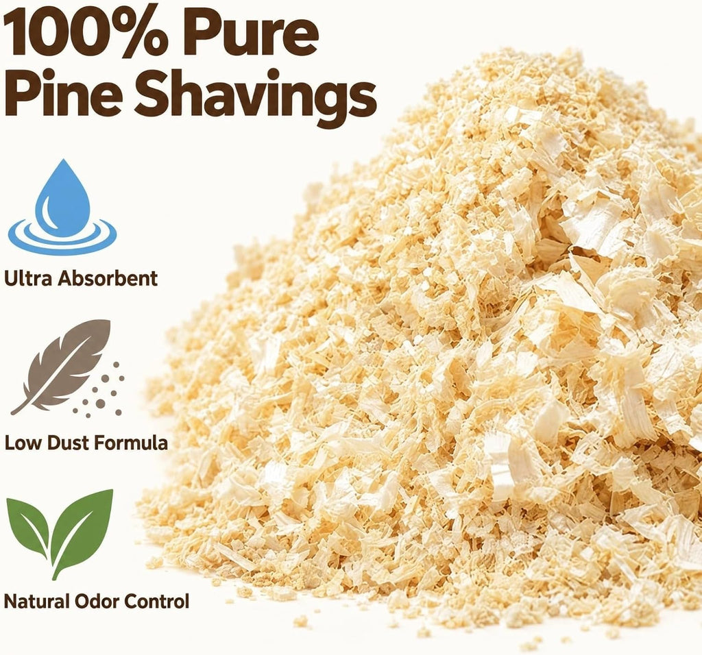 5.5 lbs Premium 100% Natural Radiata Pine Shavings for Chicken Coop Bedding, Super Absorbent & Low Dust, Odor Control Pet Small Animal Bedding & Litter for Coops, Nesting Boxes & Brooders