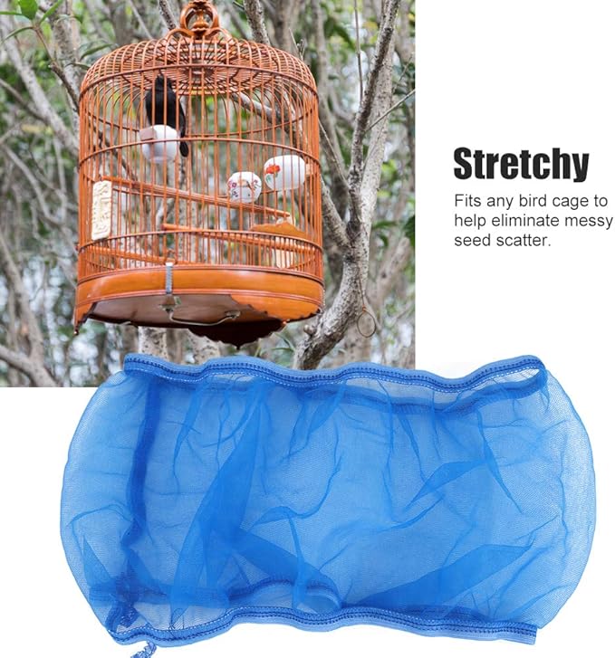 Alvinlite 2 Pieces Bird Cage Cover Seed Feather Catcher Birdcage Nylon Mesh Net - Image 6