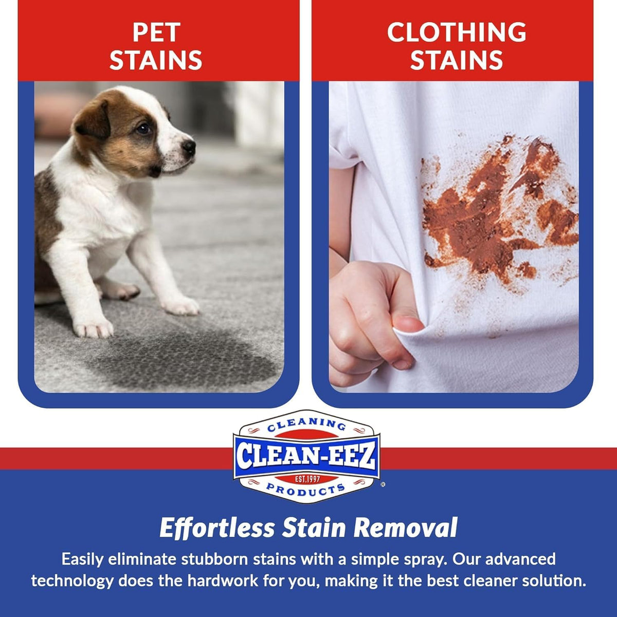 Clean-eez Stain-eez Carpet Cleaner Spray – Pro-Biotics & Enzyme Power for Ultimate Stain & Odor Elimination – Best Pet Carpet Cleaner