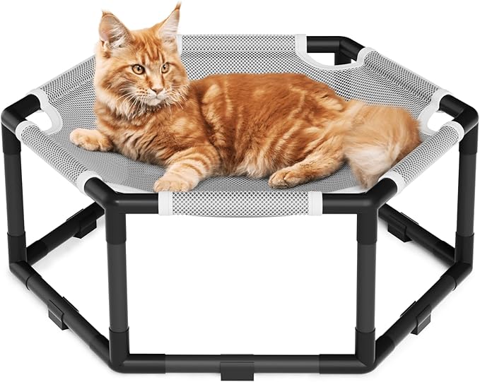 Tresbro Elevated Cat Hammock Bed, Hexagon Raised Cat Swing Bed by Tresbro
