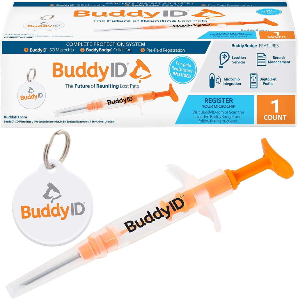 BuddyID Complete Protection System with ISO Microchip & QR Pet Tag, 1ct