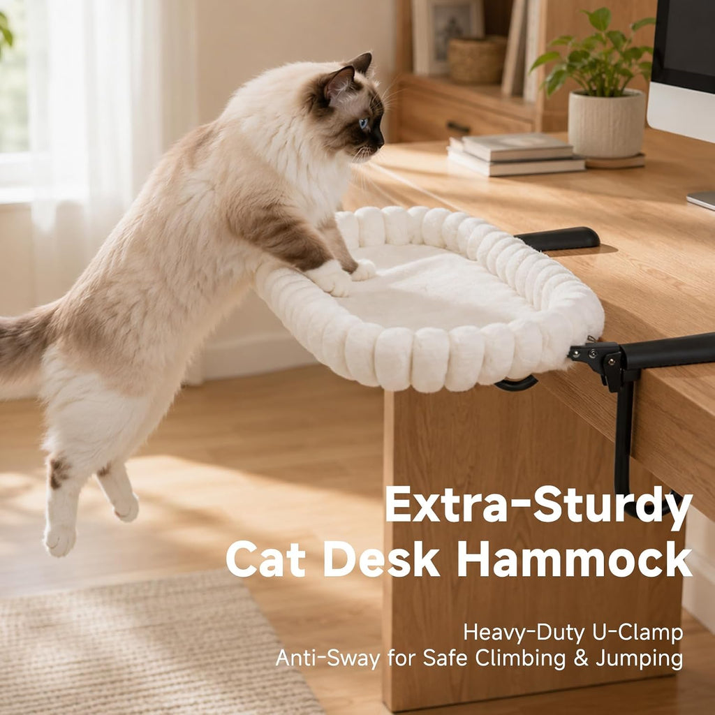 Cat Desk Bed for Large Cats, 40 lbs Heavy Duty, Foldable Hammock