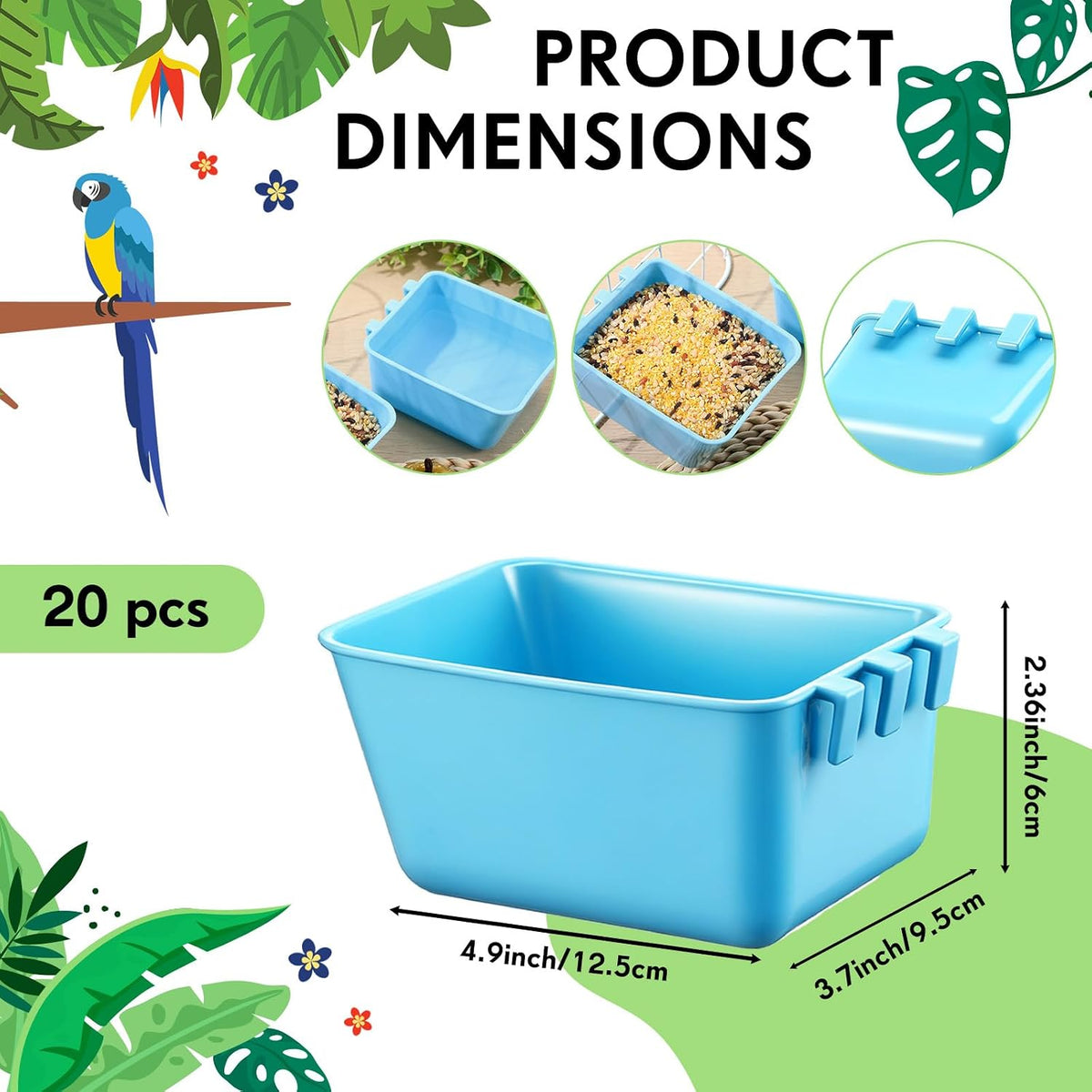 Maxdot 20 Pcs Chicken Water Feeder Cup 16 oz Large Watering Cup, Light Blue