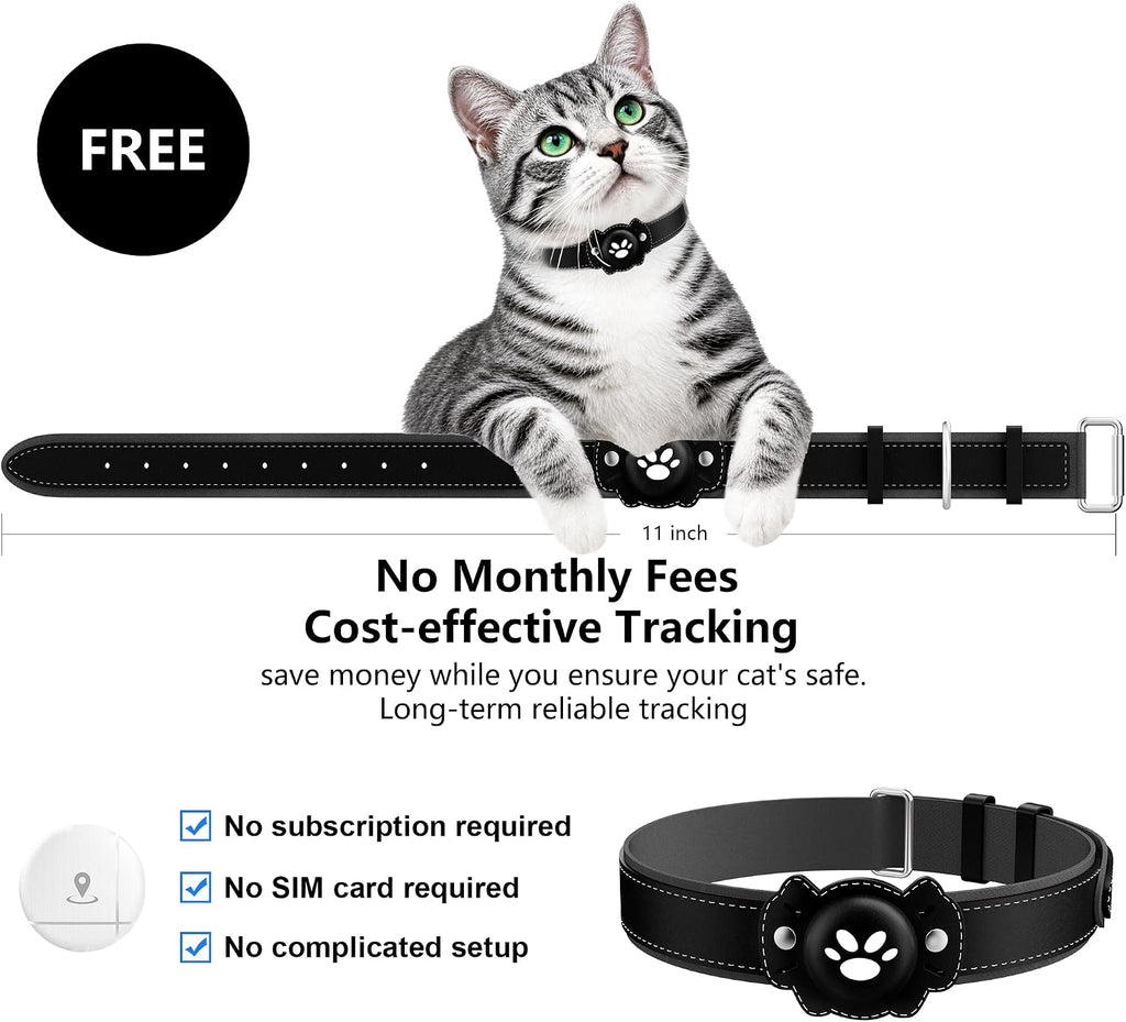 GPS Tracker for Cats, Cat GPS Tracker, Pet Location Tracker with Collar, Real-Time Tracking, No Monthly Fee or Subscription, Waterproof, 365-Day Long Battery Life Cat Collar, iOS & Android (Black)