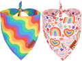 PTDECOR Rainbow Dog Bandanas Pride Day Dog Scarf Reversible Triangle LGBT+ by PTDECOR