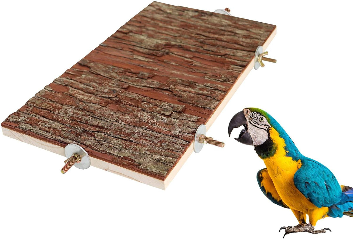13.6 × 7.9 inch Large Bird Perch Stand Platform, Natural Wooden Small Animals Cage Accessories, Rectangle Stand Perch Shelf for Parrot Parakeet Cockatiel Rat Hamster Guinea Pig Conures Chinchillas