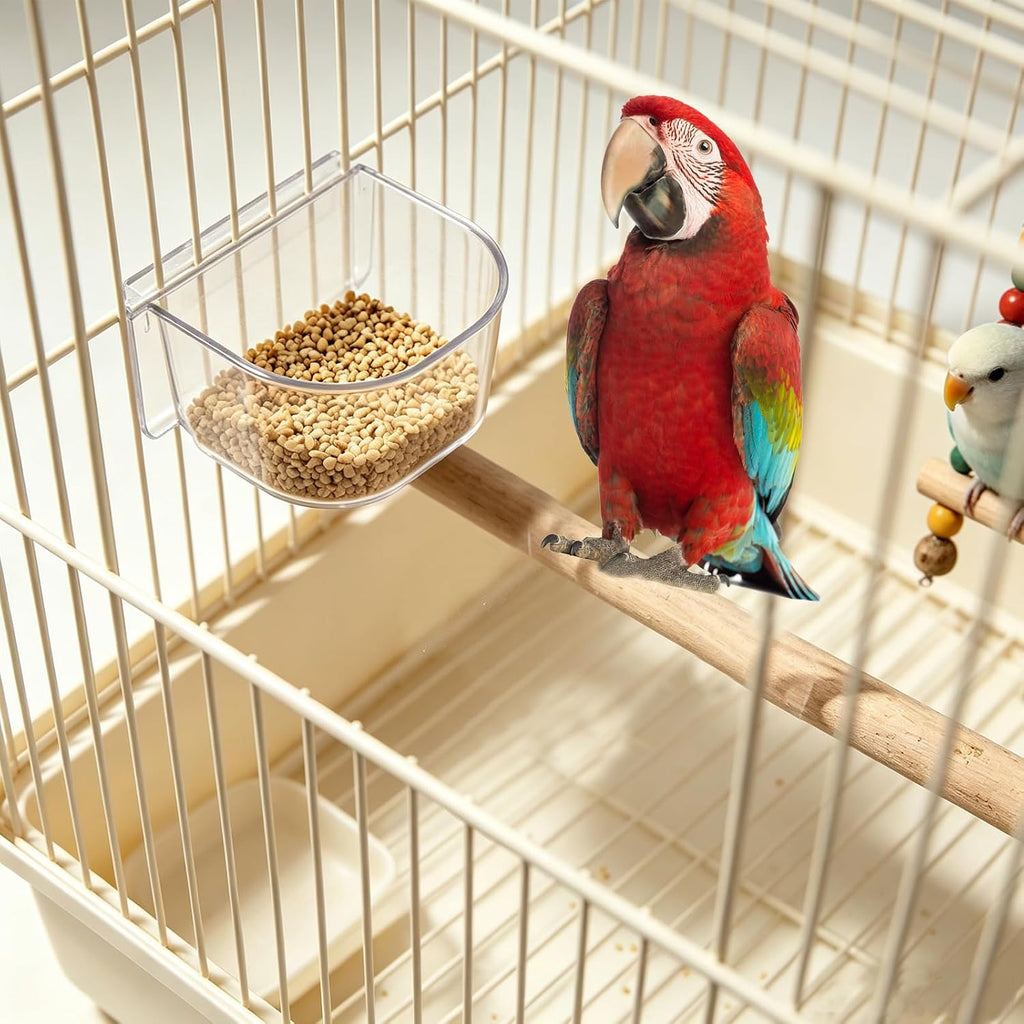 4 Pcs Clear Bird Cage Feeder Bird Cage Seed Water Feeder Cups