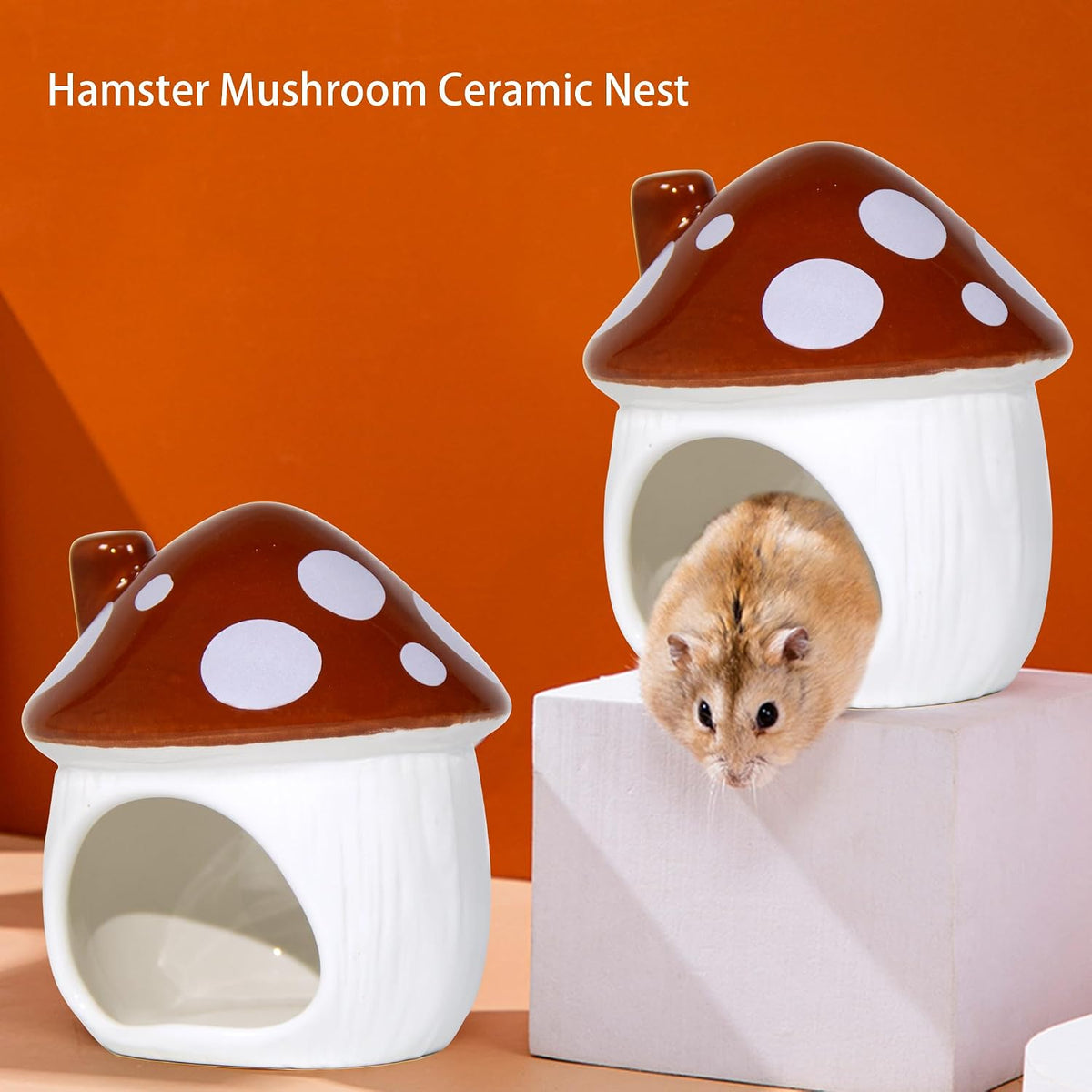 Ceramic Hide Hamster Hideout Small Pets Habitat House Accessories (Brown)